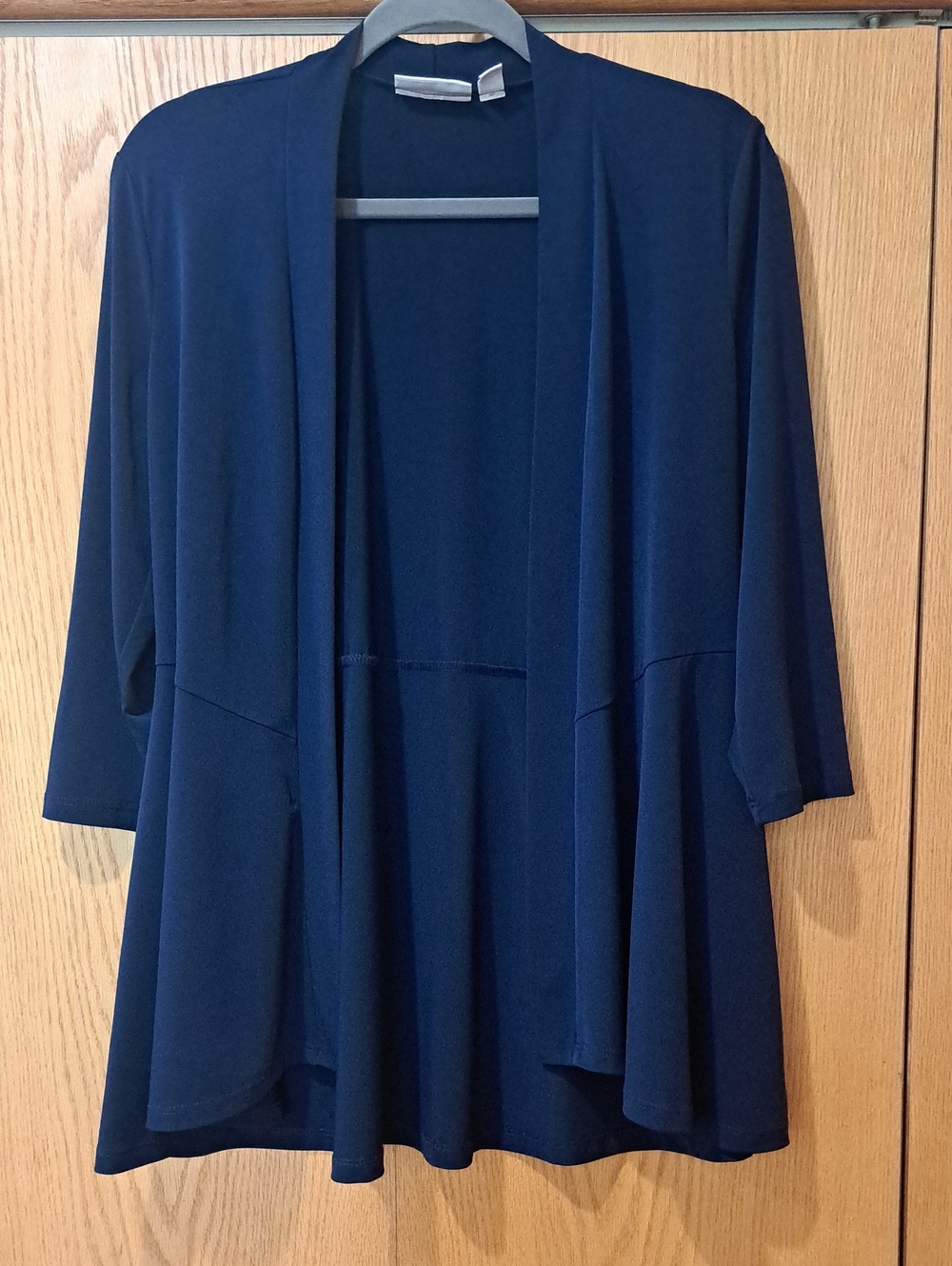 Susan Graver Dark Navy Knit Open Front Cardigan